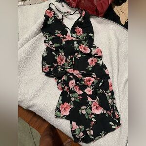 Floral Black and Pink romper used